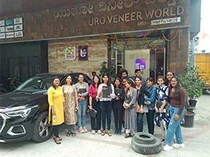 IIFA interior design students studying veneer samples at URO Veneer World